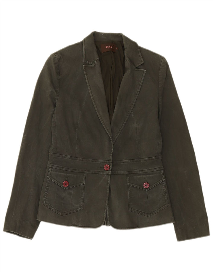 Giacca blazer da donna a 1 bottone Reiss UK 12 cotone verde medio