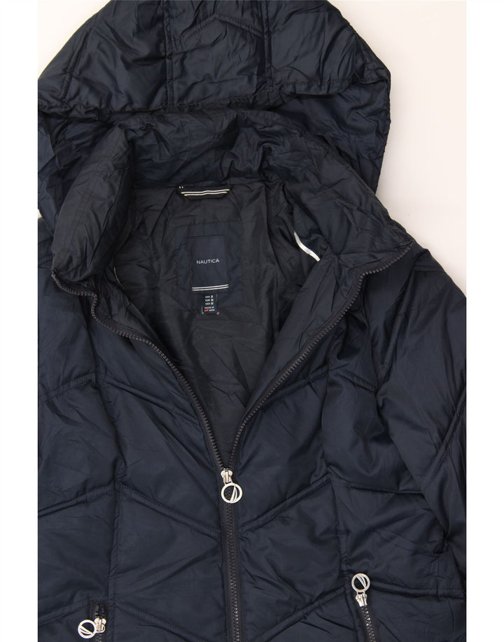 NAUTICA Womens Hooded Padded Jacket UK 14 Medium Navy Blue Polyester Vintage Nautica and Second-Hand Nautica from Messina Hembry 