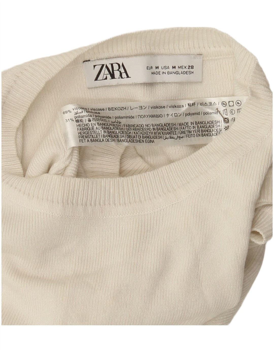 Top corto da donna Zara UK 12 in viscosa bianca media