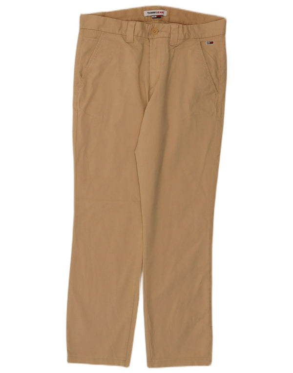 Pantaloni chino dritti da uomo Tommy Hilfiger W30 L28 cotone beige