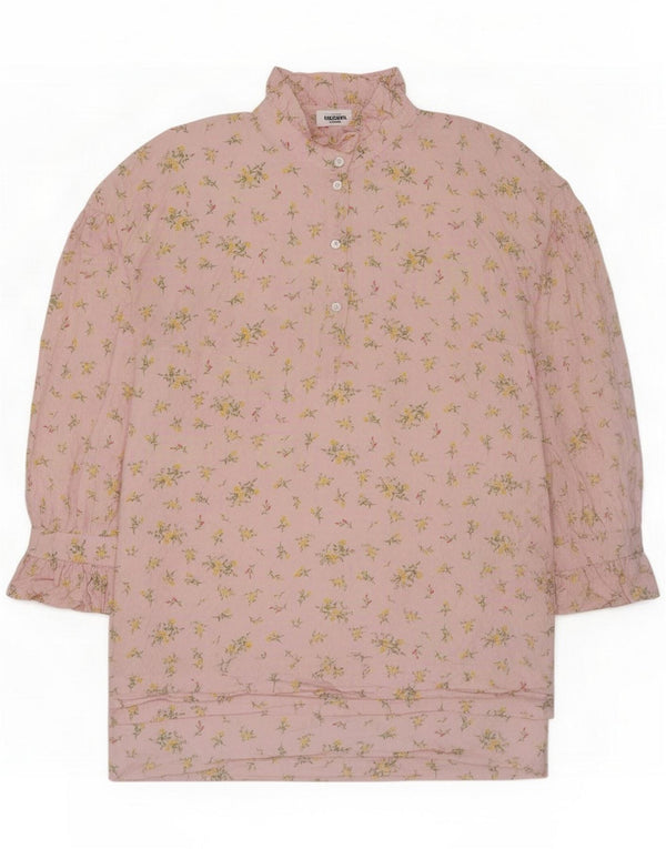 Vestito a trapezio da donna con maniche a 3/4 Zara UK 14 Cotone floreale rosa medio