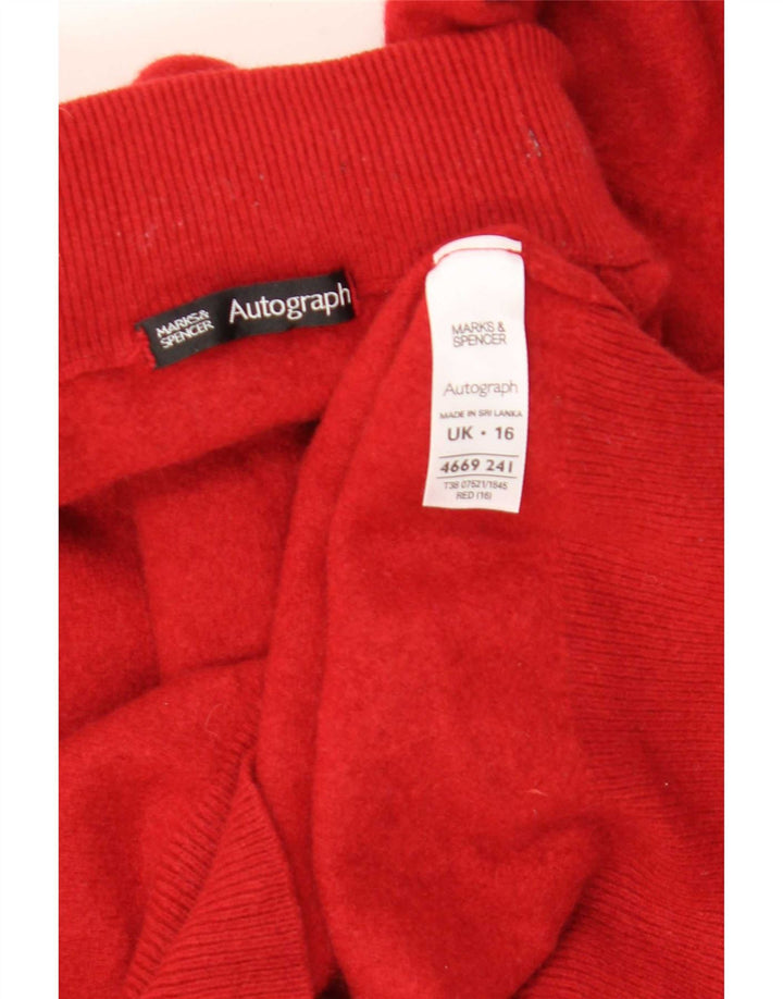 Maglione corto da donna Marks & Spencer con collo dolcevita UK 16 grande rosso