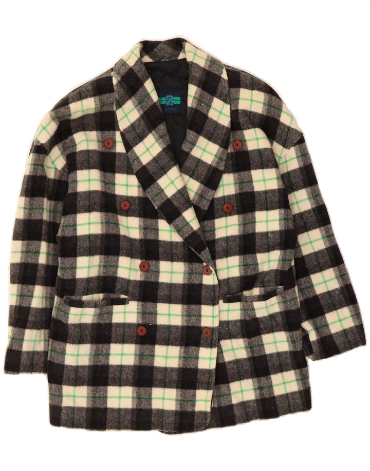 LOUCHE Womens Double Breasted Overcoat IT 42 Medium Black Plaid Vintage Louche and Second-Hand Louche from Messina Hembry 