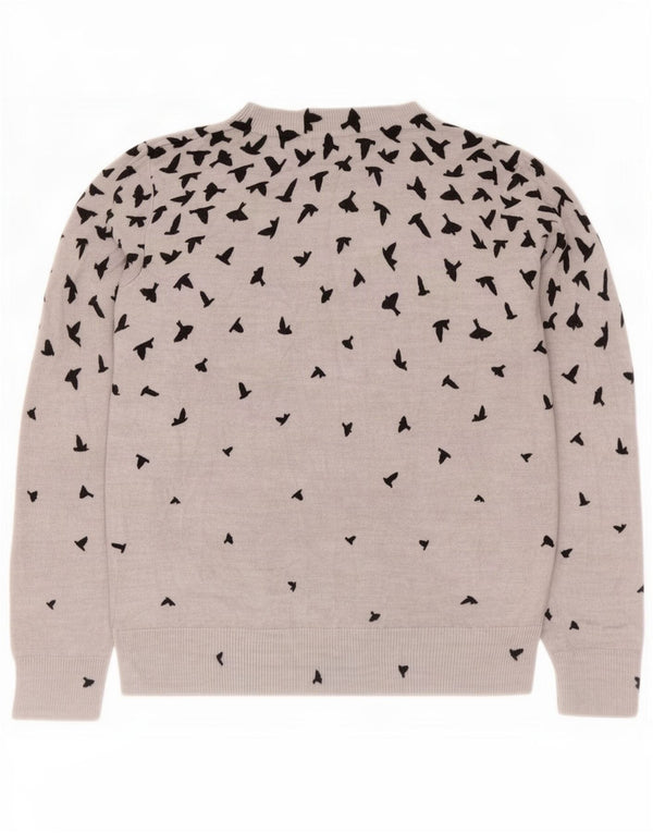 Maglione da donna con scollo a barca con grafica Marks & Spencer UK 10 piccolo grigio