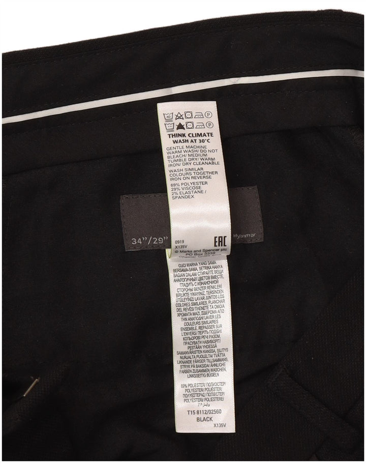 Pantaloni da abito slim da uomo Marks & Spencer W34 L29 poliestere nero