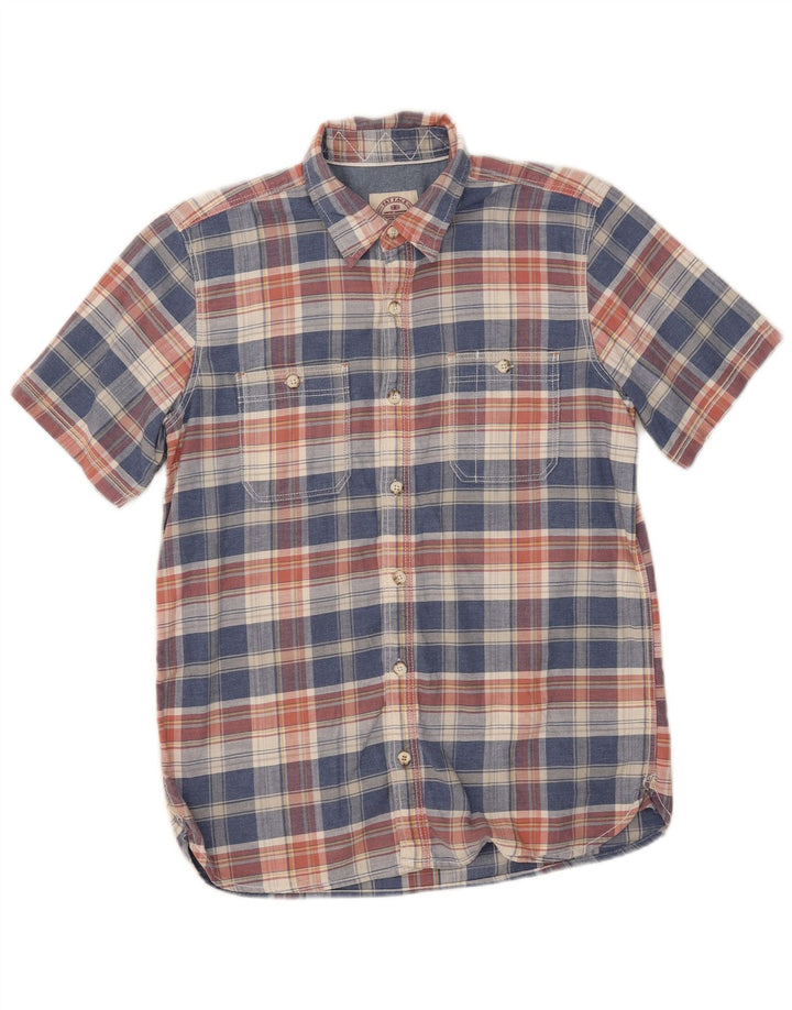 Camicia a maniche corte da uomo Fat Face in cotone a quadri blu piccolo
