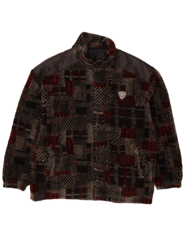 Giacca in pile da uomo VINTAGE UK 44 2XL Patchwork grigio