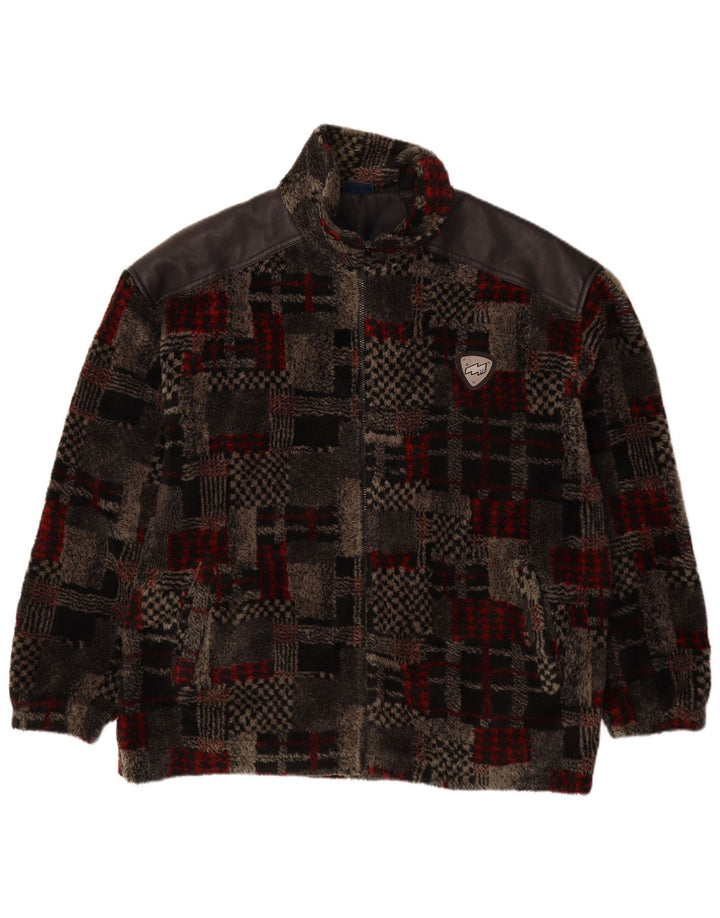 Giacca in pile da uomo VINTAGE UK 44 2XL Patchwork grigio