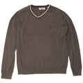 Maglione da uomo con scollo a V Penguin XL in cotone a righe grigie