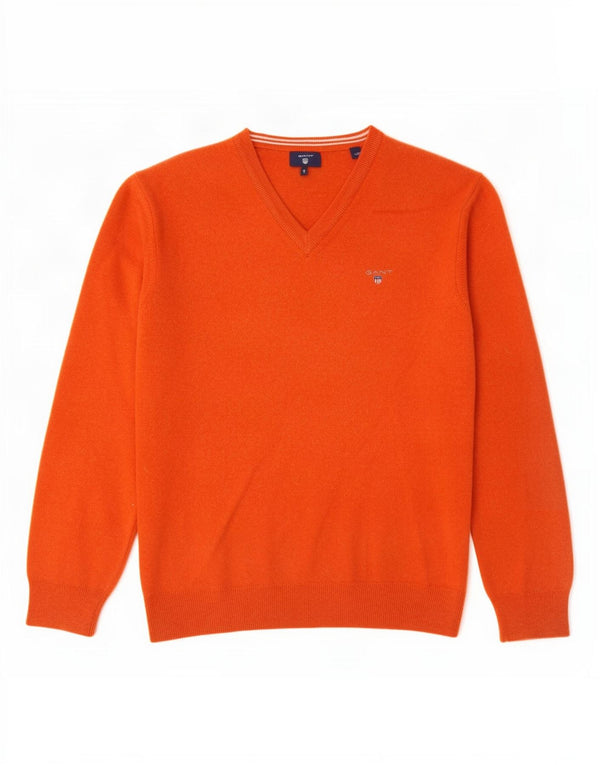 Gant maglione da donna con scollo a V UK 14 grande lana arancione