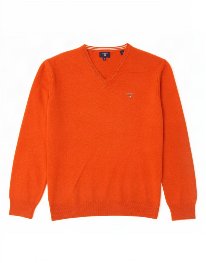 Gant maglione da donna con scollo a V UK 14 grande lana arancione