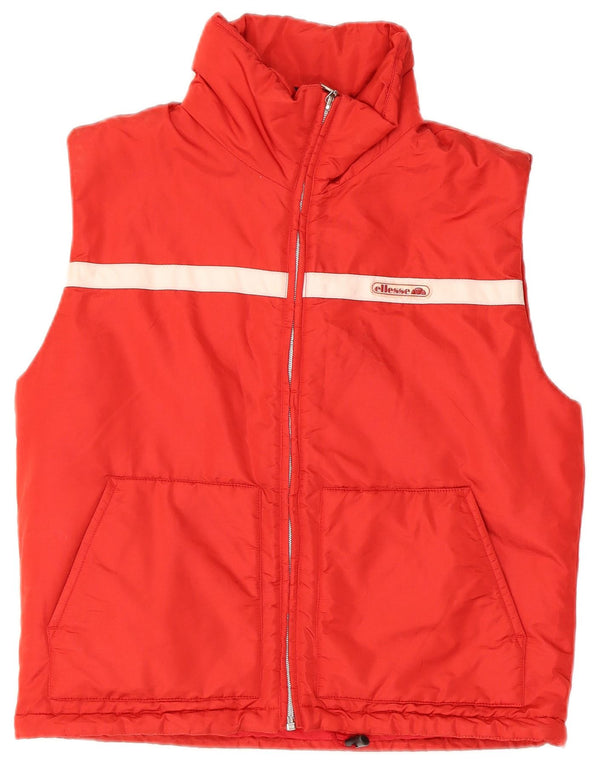 ELLESSE Gilet imbottito oversize da donna UK 10 piccolo rosso