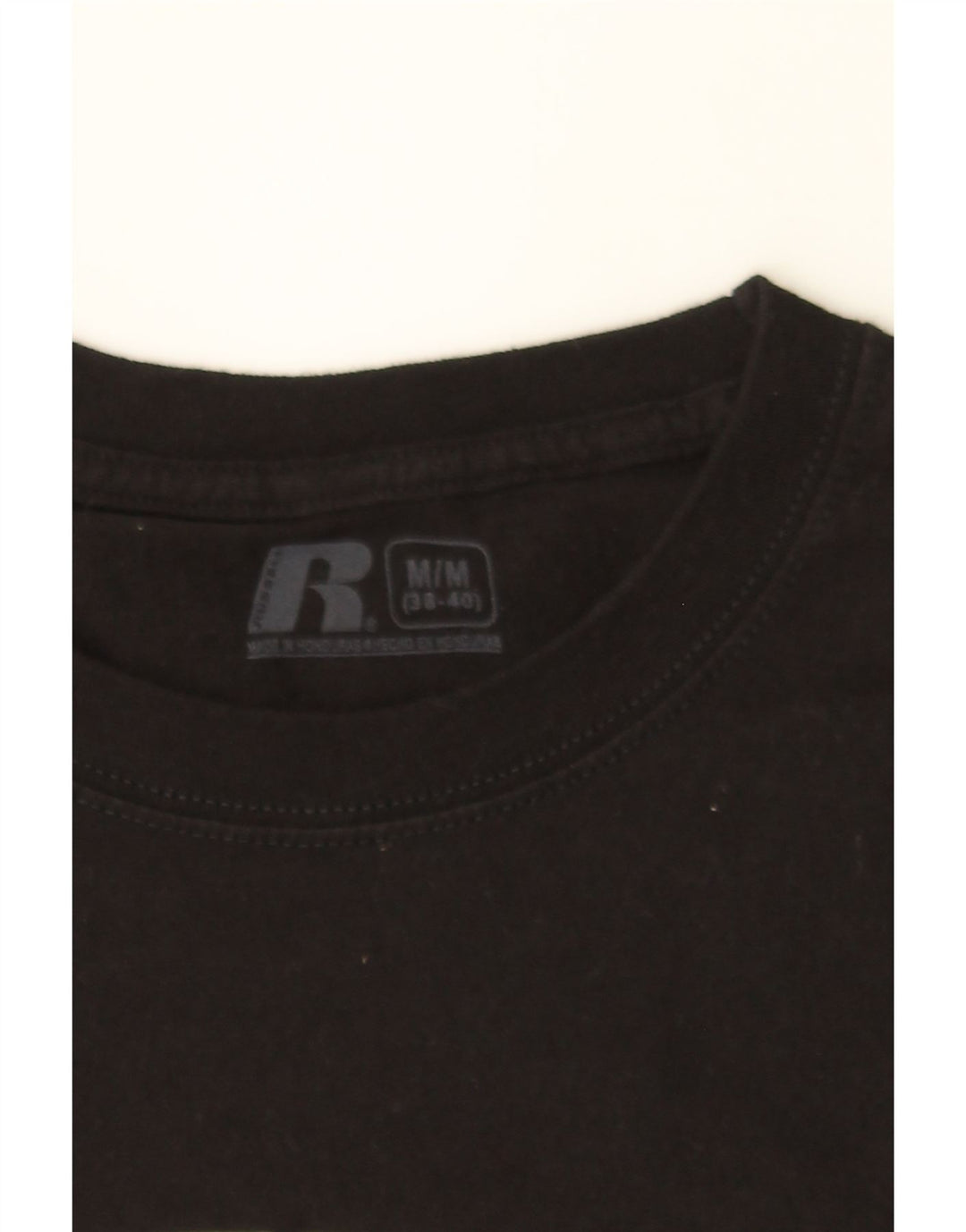 RUSSELL ATHLETIC Mens Graphic T-Shirt Top UK 38/40 Medium Black Vintage Russell Athletic and Second-Hand Russell Athletic from Messina Hembry 
