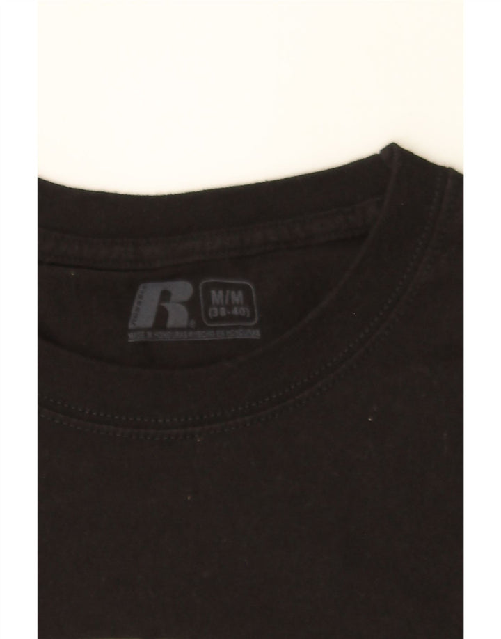 RUSSELL ATHLETIC Mens Graphic T-Shirt Top UK 38/40 Medium Black Vintage Russell Athletic and Second-Hand Russell Athletic from Messina Hembry 