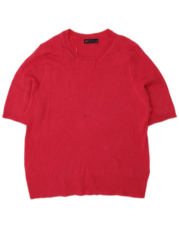Maglione da donna Marks & Spencer a maniche corte con scollo a barca UK 24 4XL Rosa