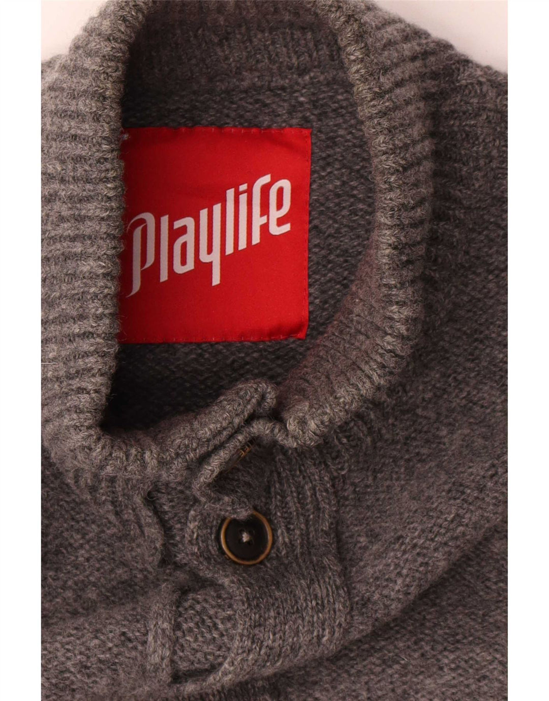 Maglione cardigan da uomo Playlife XL in lana grigia