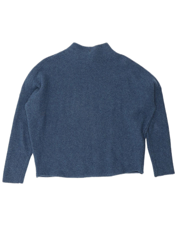 Maglione maglione da donna con collo dolcevita Toast UK 14 Lana merino blu medio