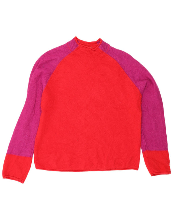 Maglione maglione da donna con collo alto Jigsaw UK 16 Large Red Colourblock
