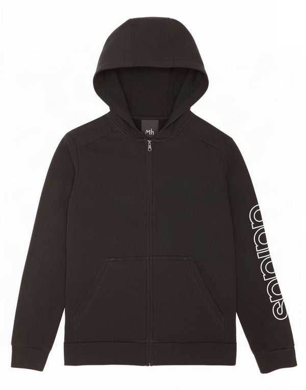 Felpa con cappuccio e zip grafica Adidas da ragazzo 13-14 anni in cotone nero
