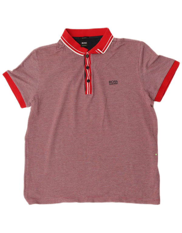 Polo Hugo Boss da uomo vestibilità regolare XL in cotone a righe rosse
