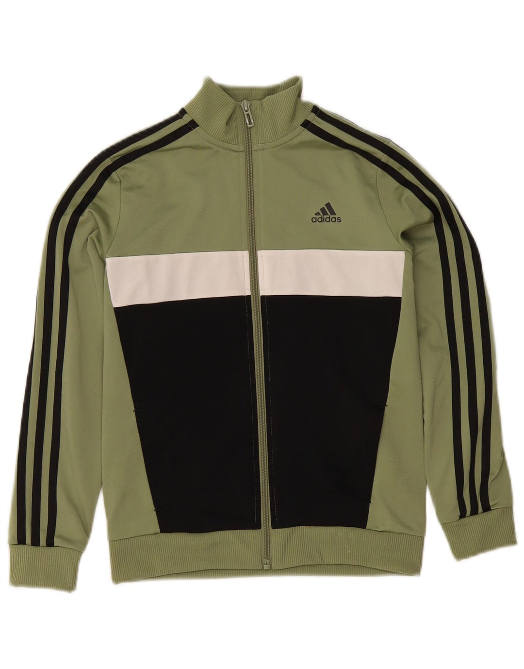 Giacca superiore della tuta da ragazzo Adidas 9-10 anni Poliestere color block kaki