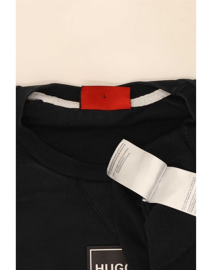 Felpa da uomo Hugo Boss Maglione grande in cotone blu navy