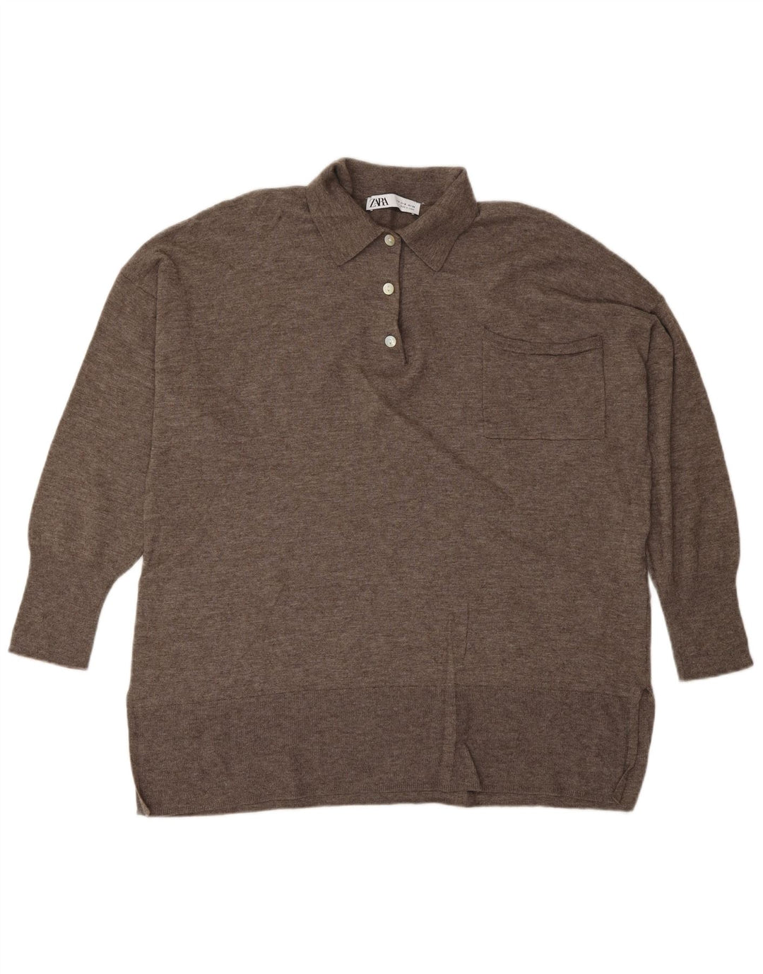 Maglione ZARA da donna con collo alto in lana marrone medio