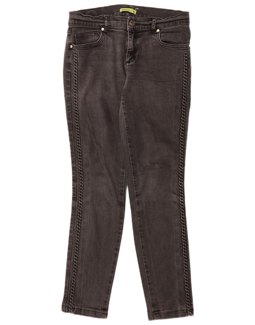 Jeans slim da donna Versace IT 42 medio W30 L29 cotone grigio