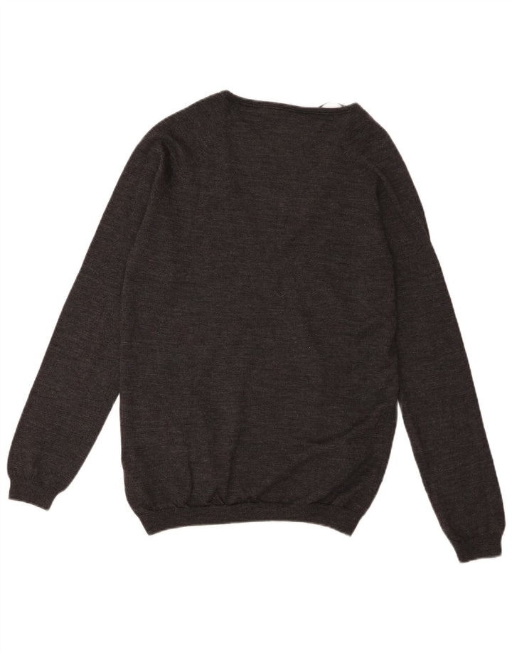 Massimo Dutti Maglione da donna con scollo a V UK 12 Lana grigio medio