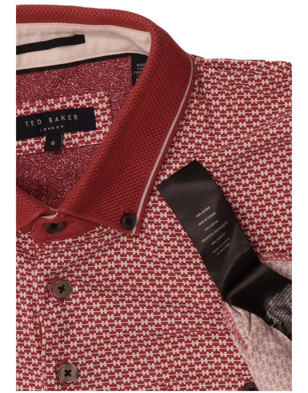 Polo da uomo con motivo astratto Ted Baker taglia 6 2XL cotone rosso