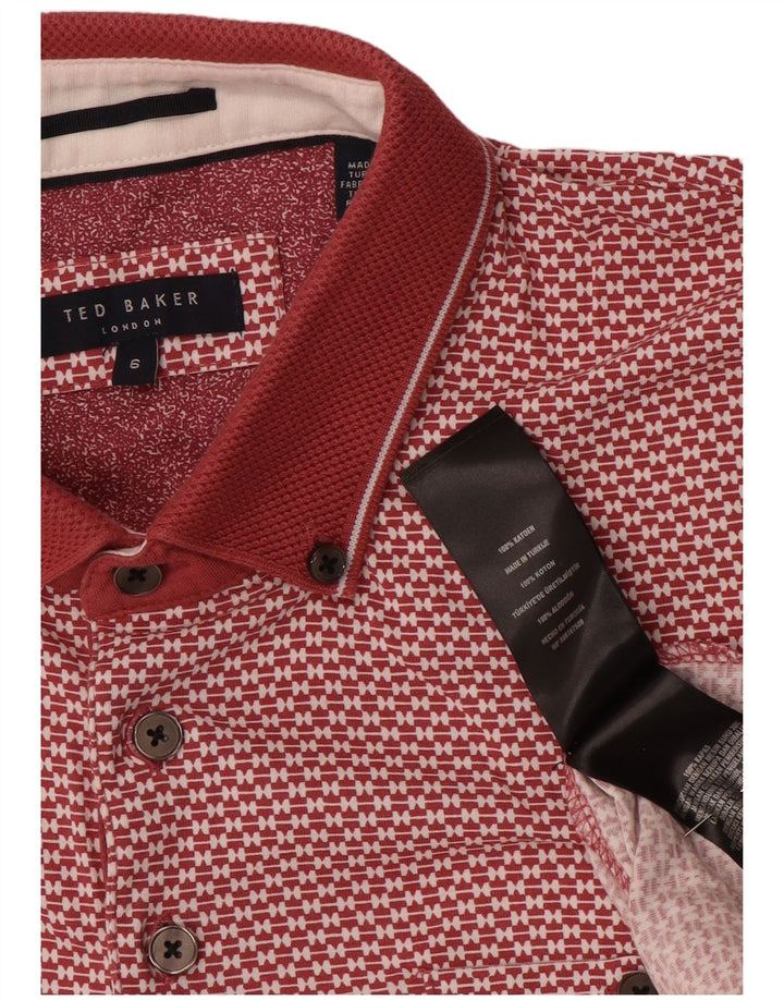 Polo da uomo con motivo astratto Ted Baker taglia 6 2XL cotone rosso