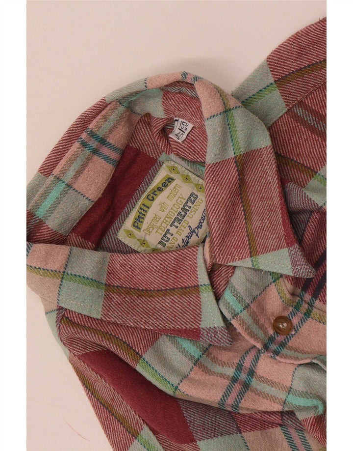 Camicia vintage da uomo in flanella taglia 40 15 3/4 medio a quadri rossi