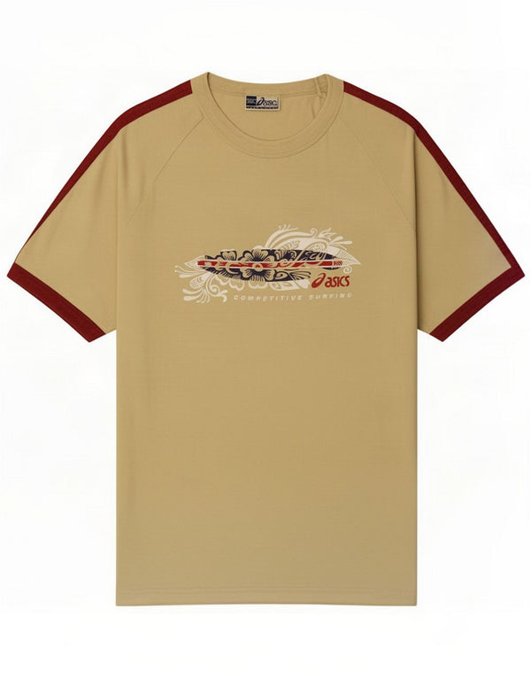 T-shirt grafica da uomo Asics Top piccola in cotone color block beige
