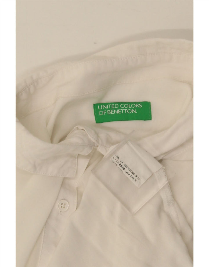Camicia senza maniche da donna BENETTON UK 16 Large bianca in viscosa
