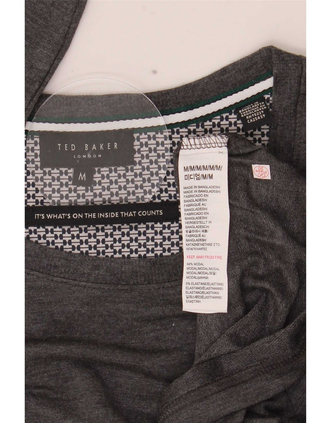 Ted Baker Top da uomo a maniche lunghe in modal grigio medio