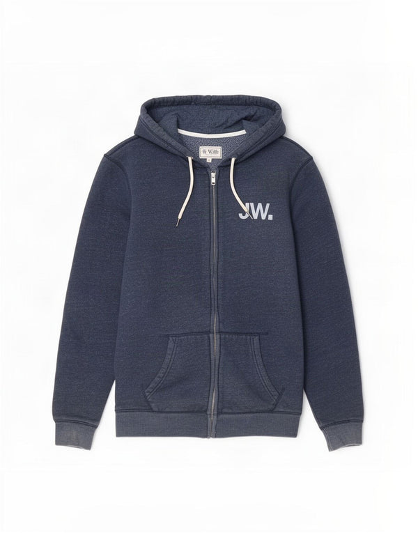 Maglione con cappuccio con zip grafica da uomo Jack Wills in cotone blu navy medio