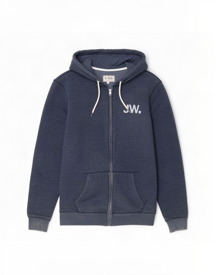 Maglione con cappuccio con zip grafica da uomo Jack Wills in cotone blu navy medio