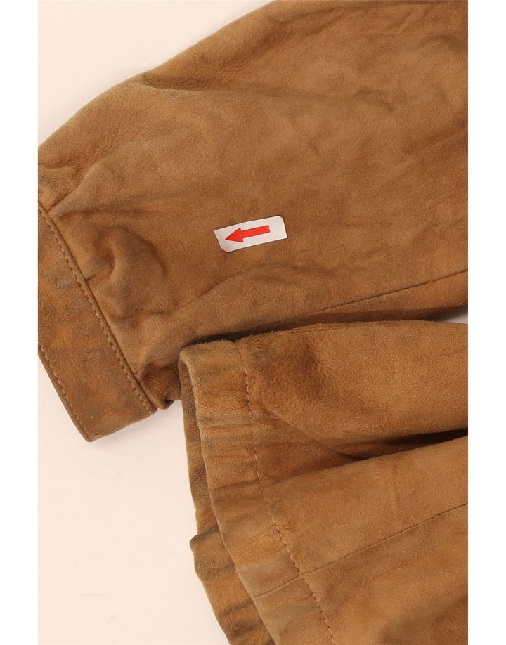 Giacca vintage da donna in pelle scamosciata IT 44 Beige medio