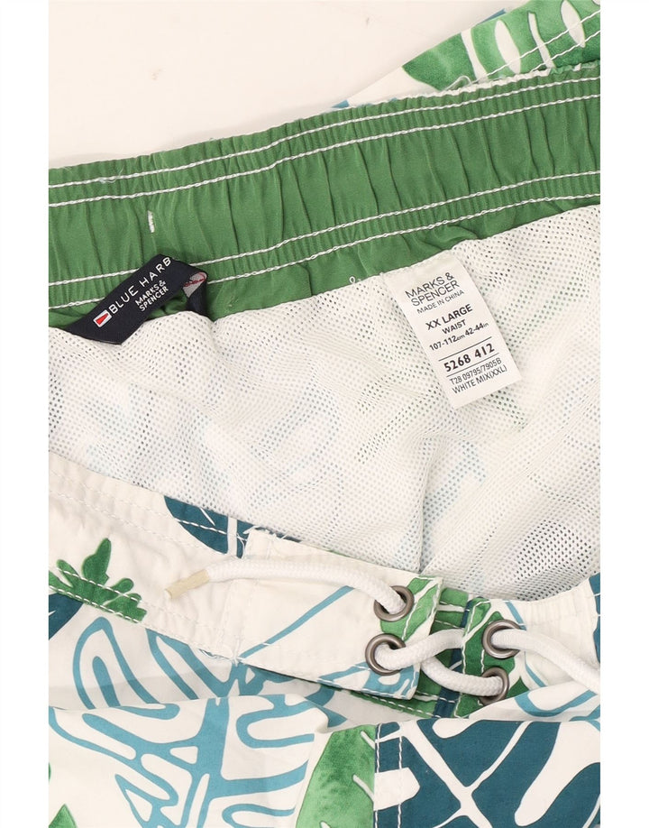 Pantaloncini da bagno Marks & Spencer da uomo Blue Harbour 2XL bianchi floreali
