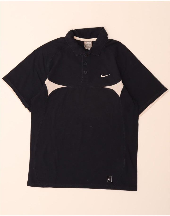 Polo NIKE da ragazzo 12-13 anni Large in cotone color block blu navy