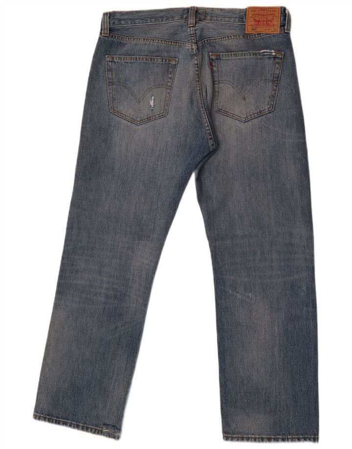 Levi's Uomo 501 Jeans dritti effetto consumato W36 L30 Blu