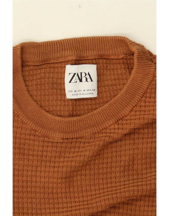 Maglione Zara da uomo girocollo a maniche corte marrone medio