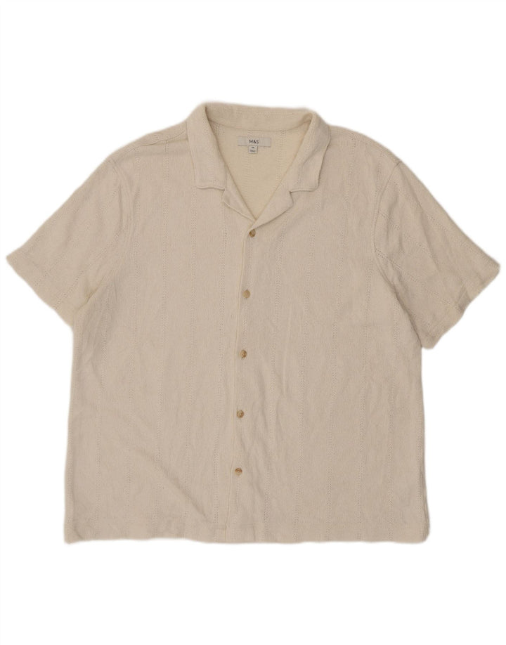Camicia a maniche corte da uomo Marks & Spencer 2XL cotone bianco sporco