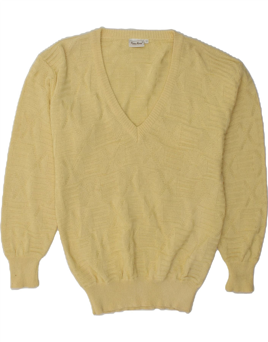 VINTAGE Womens V-Neck Jumper Sweater IT 50 XL Yellow Vintage Vintage and Second-Hand Vintage from Messina Hembry 