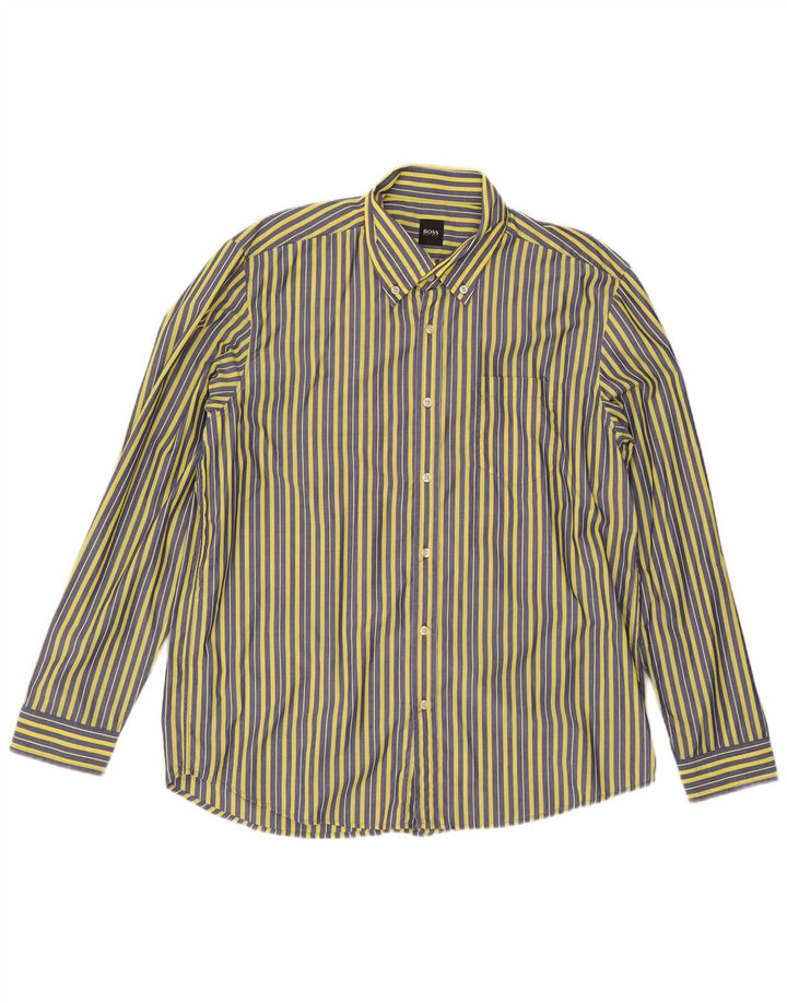 Camicia da uomo Hugo Boss 2XL cotone a righe gialle