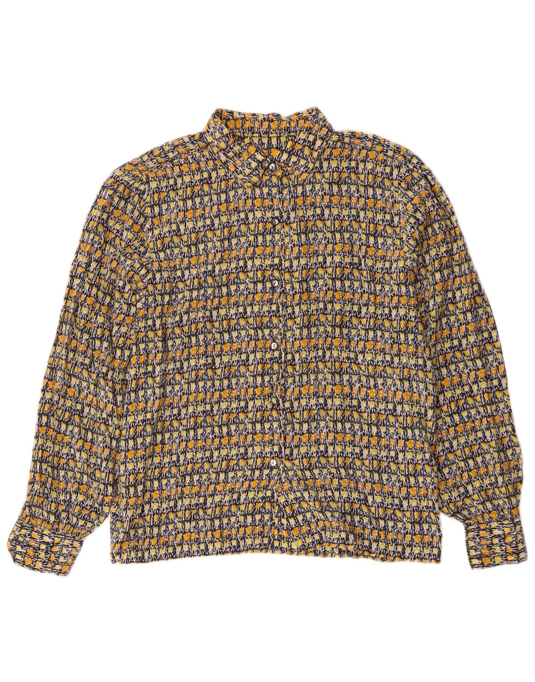 Camicia vintage da donna con motivo astratto UK 14 grande multicolore