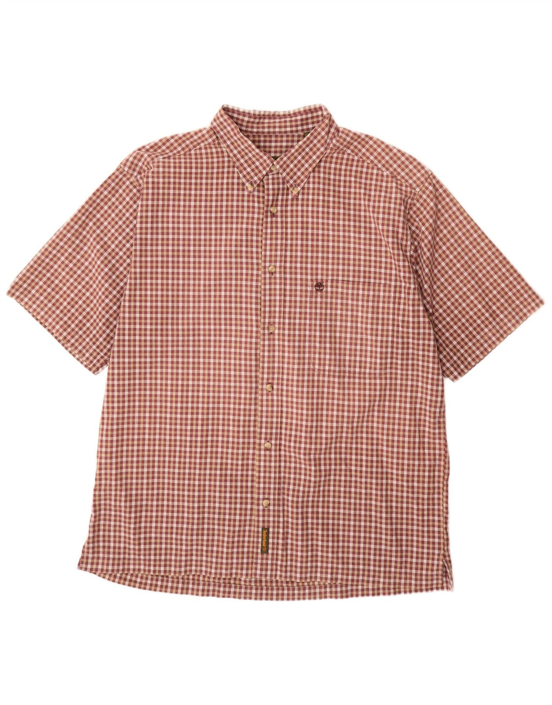 TIMBERLAND Camicia a maniche corte da uomo XL in cotone a quadri bordeaux
