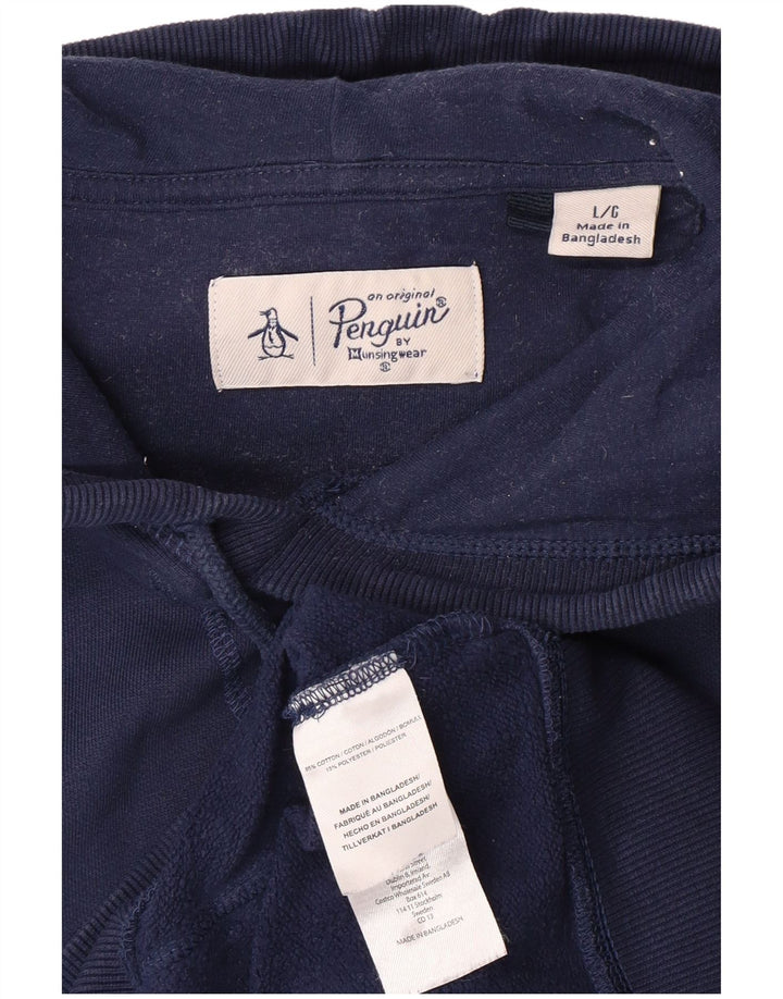PENGUIN Felpa con cappuccio da uomo grande in cotone blu navy