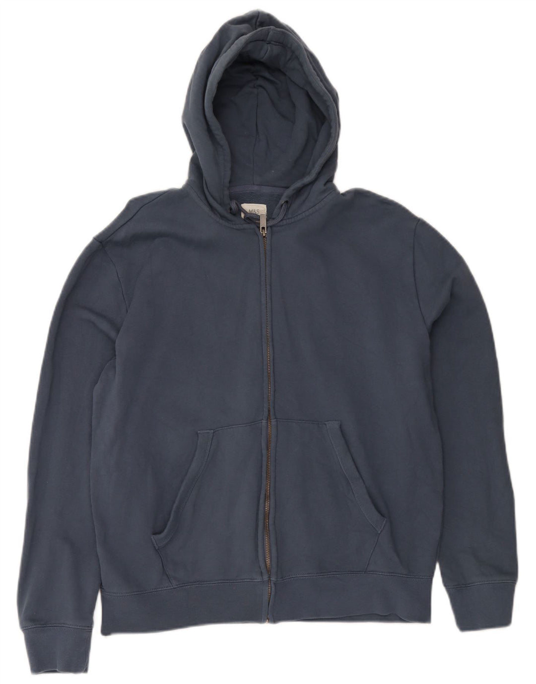Maglione con cappuccio e zip da uomo Marks & Spencer in cotone blu navy medio