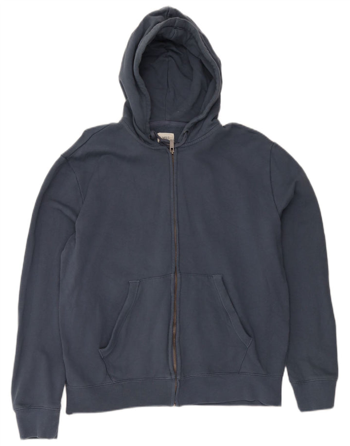 Maglione con cappuccio e zip da uomo Marks & Spencer in cotone blu navy medio